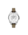 นาฬิกา COACH 14503148 Women's Boyfriend Leather Watch Silver/Signature Khaki 2 Watch