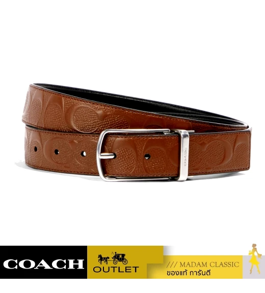 เข็มขัด COACH 91309 SKINNY BUCKLE CUT-TO-SIZE REVERSIBLE DRESS BELT, 32MM (SVFD2)