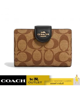 กระเป๋าสตางค์ COACH C0082 MEDIUM CORNER ZIP WALLET IN SIGNATURE CANVAS (IMCBI)