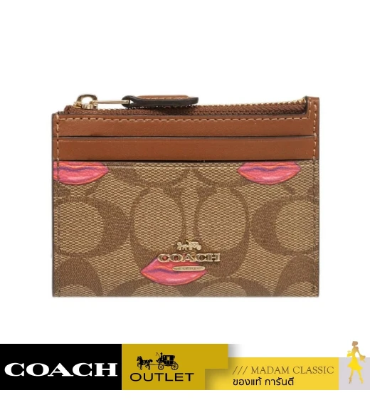 กระเป๋าใส่บัตร COACH C2922 MINI SKINNY ID CASE INSIGNATURE CANVAS WITH LIPS PRINT (IMS5U)