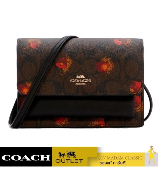 กระเป๋าสะพายข้าง COACH C6040 FOLDOVER BELT BAG IN SIGNATURE CANVAS WITH POP FLORAL PRINT (IMOSN)