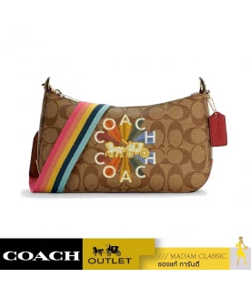 กระเป๋าสะพายข้าง COACH C6817 JES BAGUETTE IN SIGNATURE CANVAS WITH COACH RADIAL RAINBOW (IME7V)