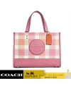 กระเป๋าสะพายข้าง COACH C8201 DEMPSEY CARRYALL WITH GARDEN PLAID PRINT AND COACH PATCH (IMTVT)