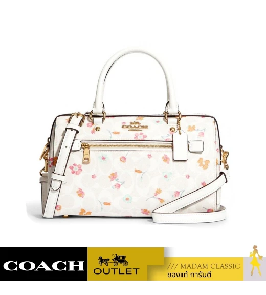 กระเป๋าสะพายข้าง COACH C8615 ROWAN SATCHEL IN SIGNATURE CANVAS WITH MYSTICAL FLORAL PRINT IN CHALK MULTI (IMCAH)