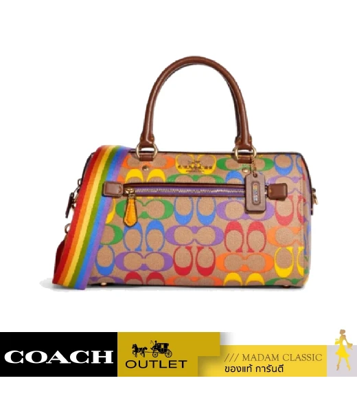 COACH CA615 ROWAN SATCHEL IN RAINBOW SIGNATURE CANVAS (IME7V)