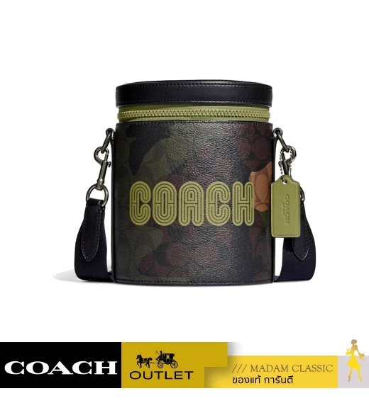 กระเป๋าสะพายข้าง COACH CC024 BARREL CROSSBODY IN SIGNATURE CANVAS WITH CAMO PRINT AND COACH PATCH (QBUOX)