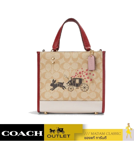 กระเป๋าสะพายข้าง COACH CF404 LUNAR NEW YEAR DEMPSEY TOTE 22 IN SIGNATURE CANVAS WITH RABBIT AND CARRIAGE (IMOT4)