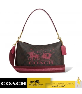 กระเป๋าสะพายข้าง COACH CN686 CLARA SHOULDER BAG IN SIGNATURE CANVAS WITH HORSE AND SLEIGH (IMWA0)