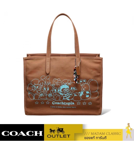 กระเป๋าสะพายไหล่ COACHTOPIA CQ858 TOTE IN 100% RECYCLED CANVAS: COACHTOPIA CREATURES (DBM)