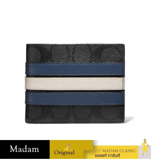 กระเป๋าสตางค์ COACH CR958 3 IN 1 WALLET IN SIGNATURE CANVAS WITH VARSITY STRIPE (WTC)				