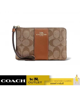 กระเป๋าคล้องมือ COACH CS602 CORNER ZIP WRISTLET IN SIGNATURE CANVAS (IME74)				