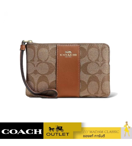 กระเป๋าคล้องมือ COACH CS602 CORNER ZIP WRISTLET IN SIGNATURE CANVAS (IME74)				