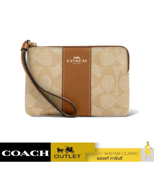 กระเป๋าคล้องมือ COACH CS602 CORNER ZIP WRISTLET IN SIGNATURE CANVAS (IMNLJ)				