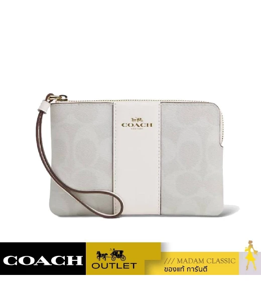 กระเป๋าสตางค์ COACH CS602 CORNER ZIP WRISTLET IN SIGNATURE CANVAS (IMRFF)				