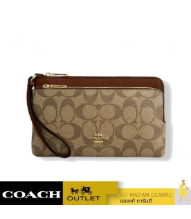 กระเป๋าสตางค์ COACH CU920 DOUBLE ZIP WALLET IN SIGNATURE CANVAS (IME74)