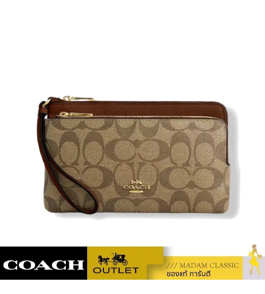 กระเป๋าสตางค์ COACH CU920 DOUBLE ZIP WALLET IN SIGNATURE CANVAS (IME74)