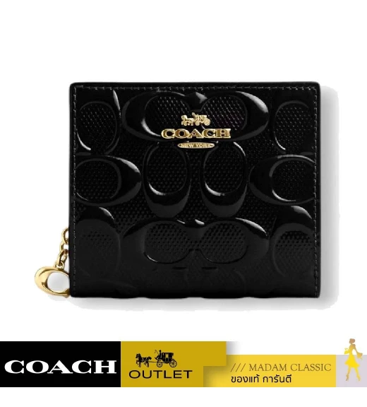 กระเป๋าสตางค์ผู้หญิง COACH CV415 SNAP WALLET IN SIGNATURE LEATHER (IMBLK)				