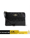 กระเป๋าสตางค์ COACH CV418 CORNER ZIP IN SIGNATURE LEATHER (IMBLK)				