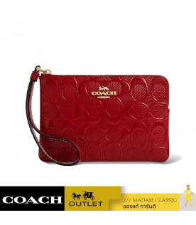 กระเป๋าสตางค์ COACH CV418 CORNER ZIP IN SIGNATURE LEATHER (IMRED)				