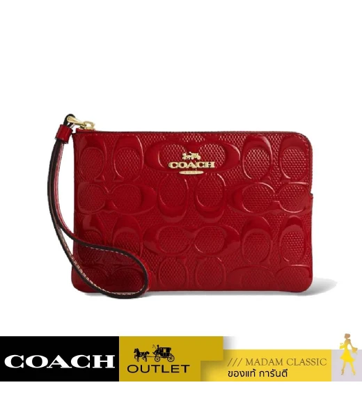 กระเป๋าสตางค์ COACH CV418 CORNER ZIP IN SIGNATURE LEATHER (IMRED)				