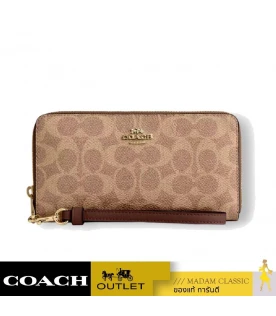 กระเป๋าสตางค์ผู้หญิง COACH CW778 LONG ZIP AROUND WALLET IN SIGNATURE CANVAS (IMXHE)				