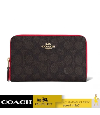 กระเป๋าสตางค์ COACH CW781 MEDIUM ID ZIP WALLET IN SIGNATURE CANVAS (IMXD0)				