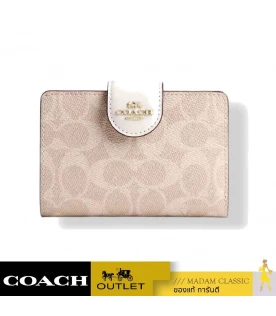 กระเป๋าสตางค์ COACH CW786 MEDIUM CORNER ZIP WALLET IN SIGNATURE CANVAS (IMXDM)