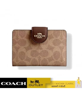 กระเป๋าสตางค์ COACH CW786 MEDIUM CORNER ZIP WALLET IN SIGNATURE CANVAS (IMXHE)