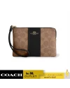 กระเป๋าสตางค์ผู้หญิง COACH CW854 Signature coated canvas and smooth leather (IMQRX)				