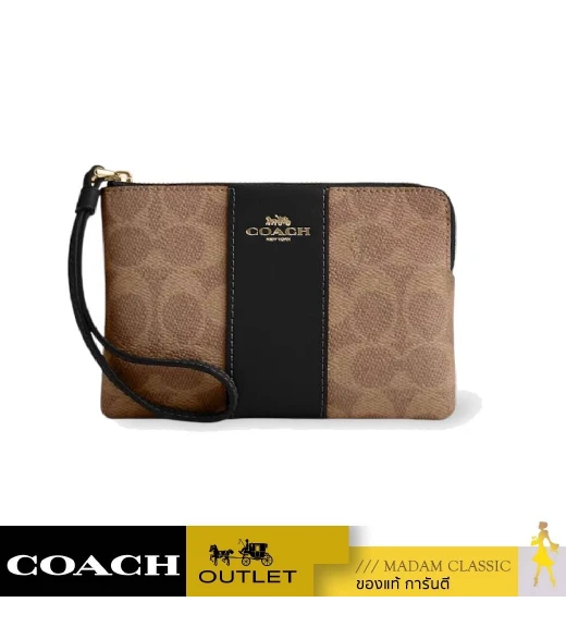 กระเป๋าสตางค์ผู้หญิง COACH CW854 Signature coated canvas and smooth leather (IMQRX)				