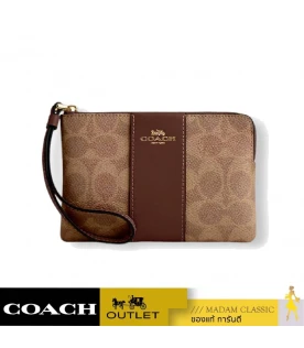 กระเป๋าสตางค์ผู้หญิง COACH CW854 Signature coated canvas and smooth leather (IMXHE)				