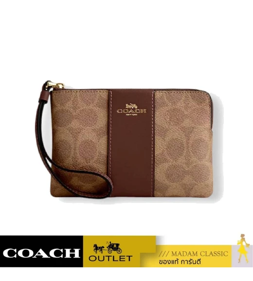 กระเป๋าสตางค์ผู้หญิง COACH CW854 Signature coated canvas and smooth leather (IMXHE)				