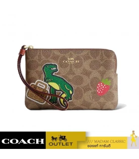 กระเป๋าสตางค์ COACH CW856 CORNER ZIP WRISTLET IN SIGNATURE CANVAS WITH STICKER PRINT (IMTAM)				