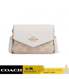 กระเป๋าสตางค์ COACH CX162 MINI ENVELOPE WALLET WITH STRAP IN SIGNATURE CANVAS (IMXDM)				