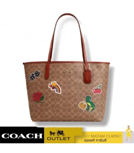 กระเป๋าสะพายไหล่ COACH CZ611 CITY TOTE BAG IN SIGNATURE CANVAS WITH STICKER PRINT (IMTAM)				