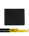 กระเป๋าสตางค์ COACH F59112 COMPACT ID WALLET IN CROSSGRAIN LEATHER (BLK)