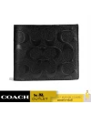 กระเป๋าสตางค์ COACH F75371 COMPACT ID WALLET IN SIGNATURE CROSSGRAIN LEATHER (BLK)