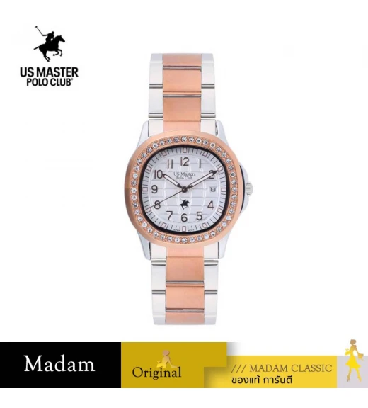 นาฬิกา US MASTERS POLO CLUBEMPIRE DIAMOND DATE 38MM SILVER ROSEGOLD / WHITE